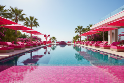 pool with hot pink accents